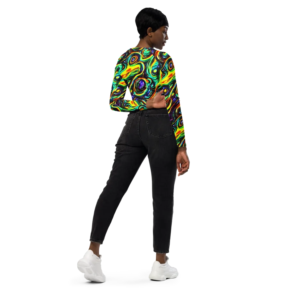 Warped Aurora on Long Sleeve Crop Top — Right Back