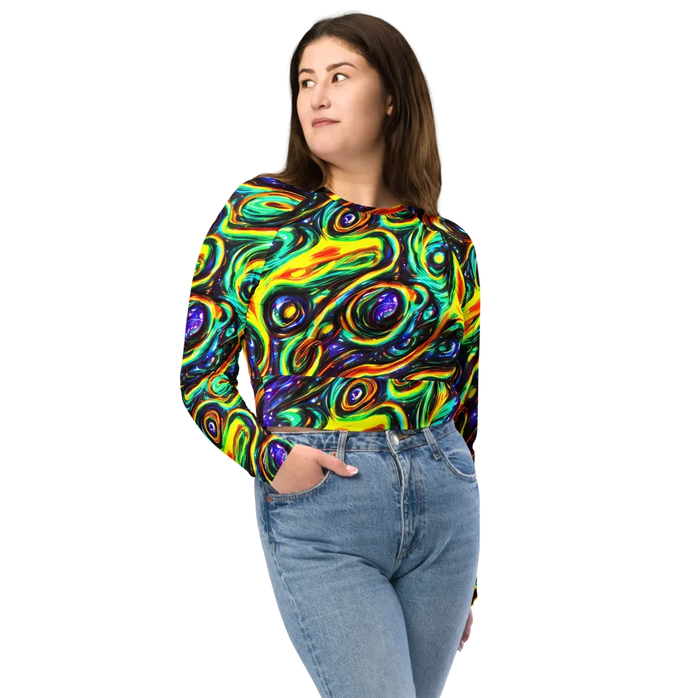 Warped Aurora on Long Sleeve Crop Top — Front