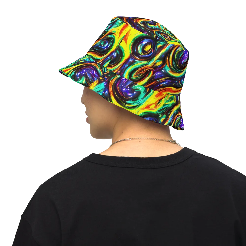 Warped Aurora on Reversible Bucket Hat — Back Inside
