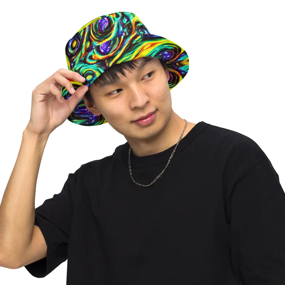 Warped Aurora on Reversible Bucket Hat — Front Inside
