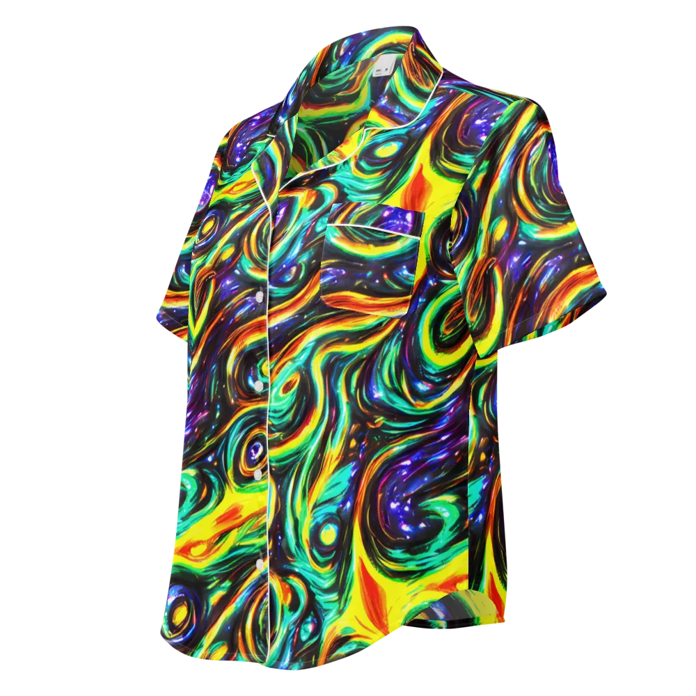 Warped Aurora on Women's Short Sleeve Pajama Top — Left Front
