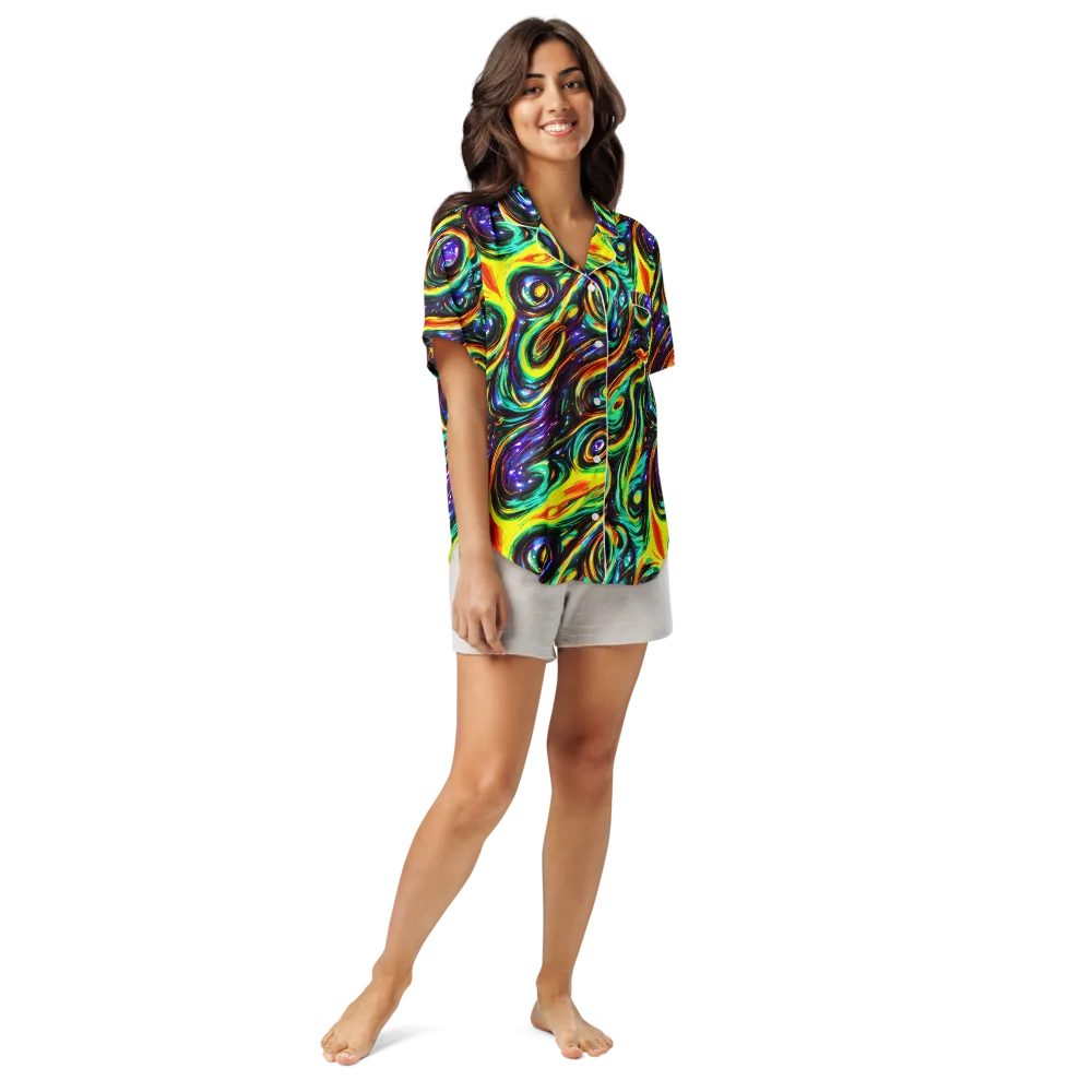 Warped Aurora on Women's Short Sleeve Pajama Top — Front