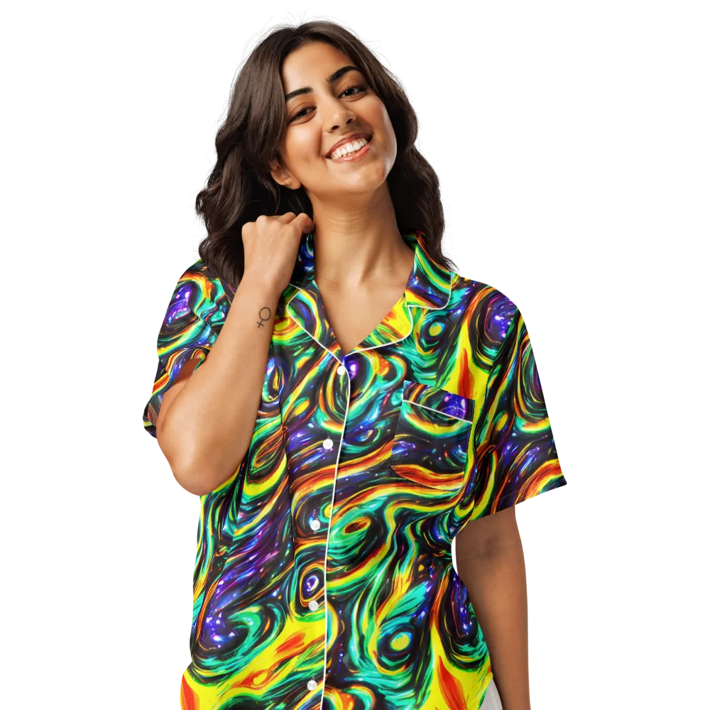 Warped Aurora on Women's Short Sleeve Pajama Top — Front