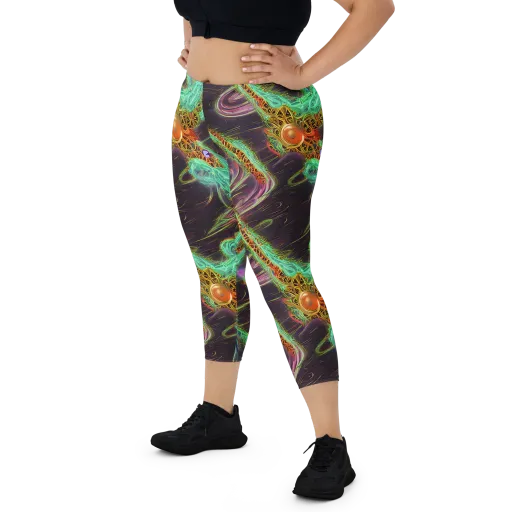 Turquoise Vortex on a Capri Leggings