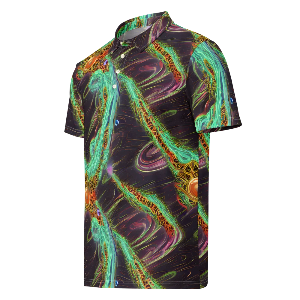 Turquoise Vortex on Men's Slim Fit Polo Shirt — Left Front
