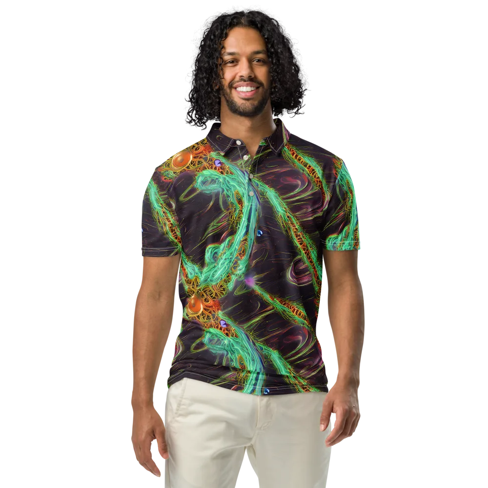Turquoise Vortex on Men's Slim Fit Polo Shirt — Front