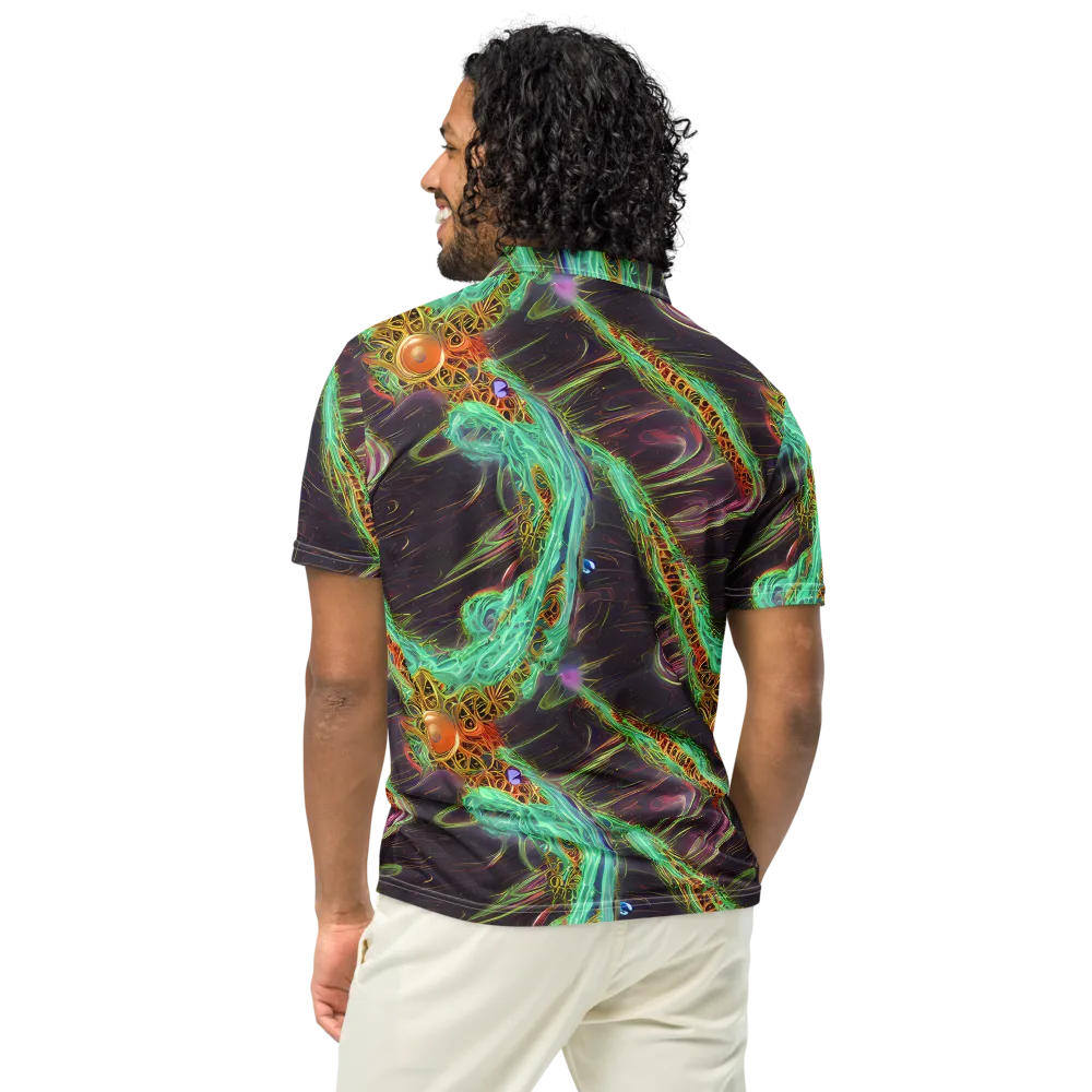 Turquoise Vortex on Men's Slim Fit Polo Shirt — Back