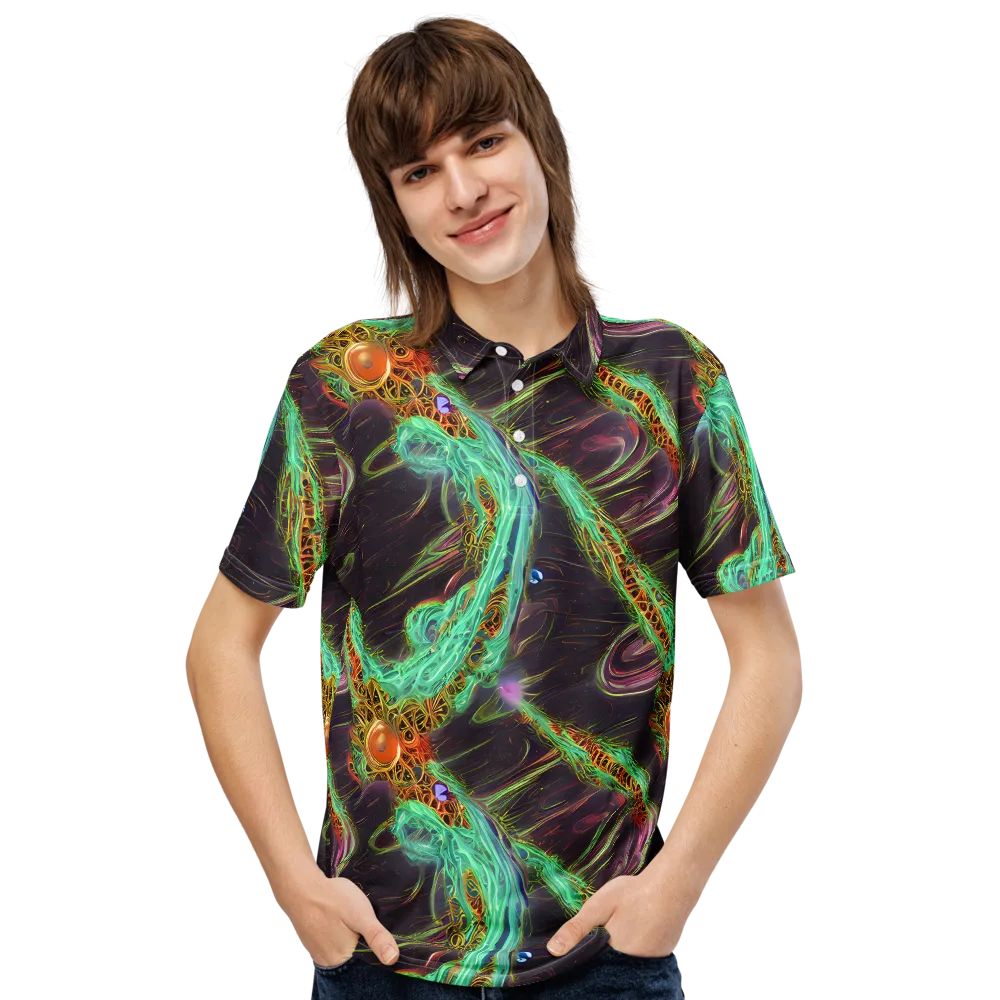 Turquoise Vortex on Men's Slim Fit Polo Shirt — Front