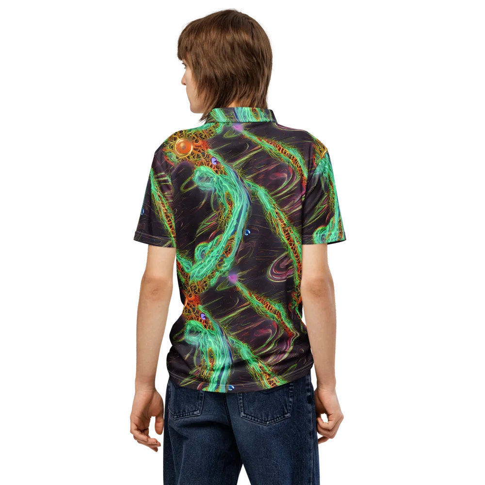 Turquoise Vortex on Men's Slim Fit Polo Shirt — Back