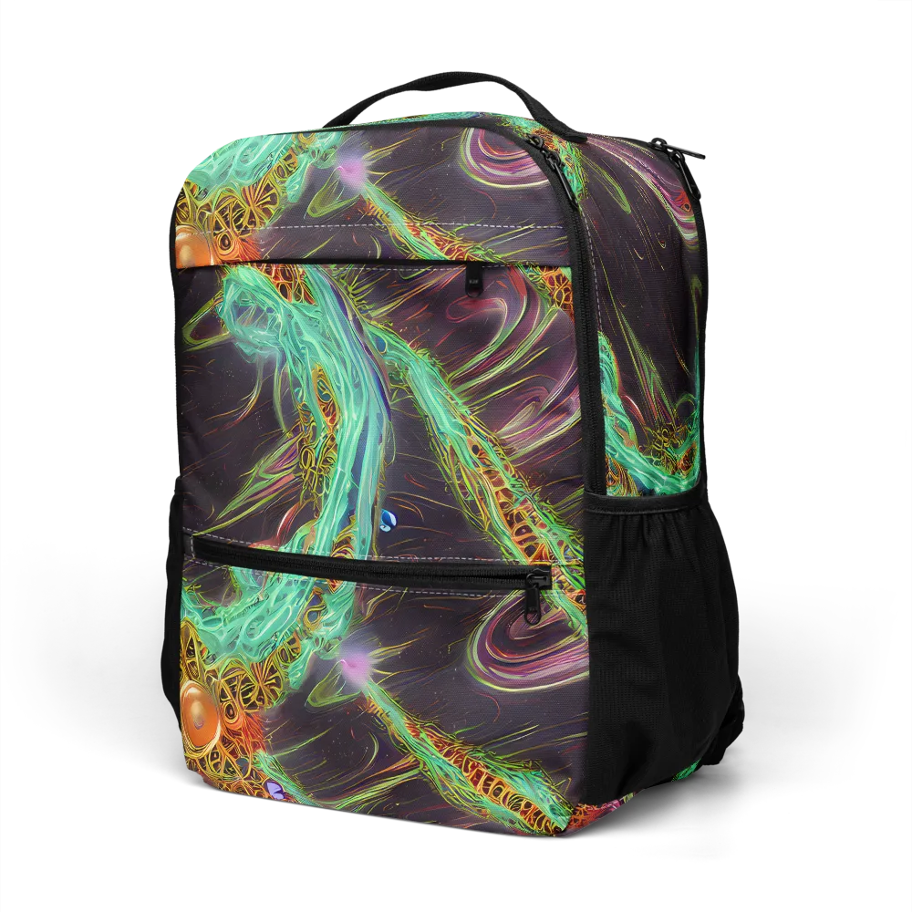 Turquoise Vortex on Utility Backpack — Left Front