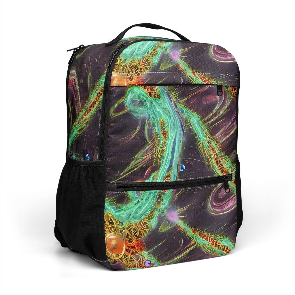 Turquoise Vortex on Utility Backpack — Right Front