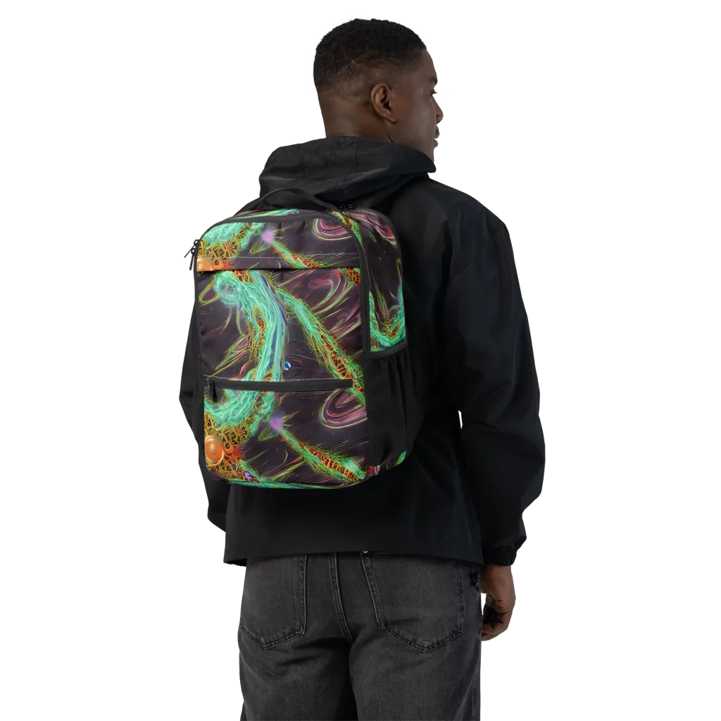 Turquoise Vortex on Utility Backpack — Back