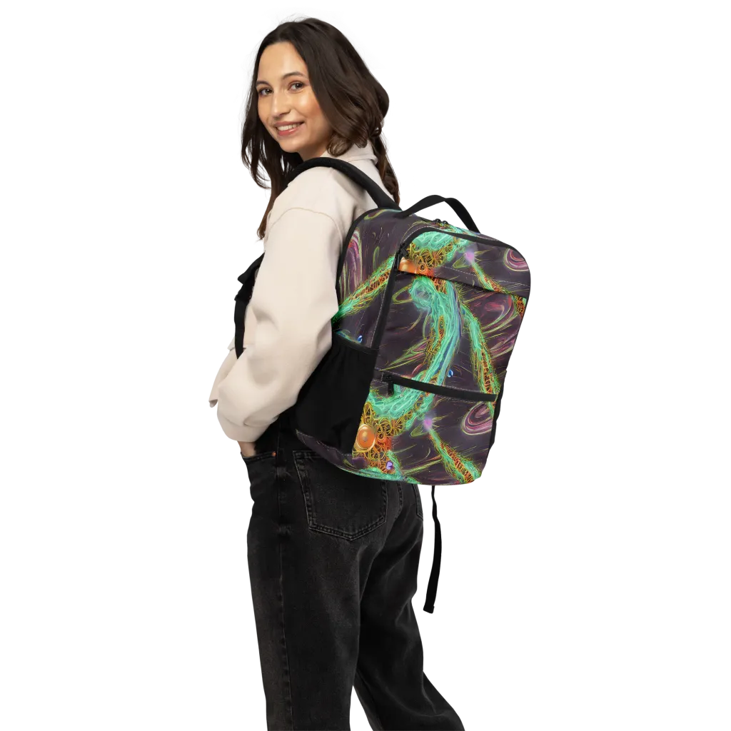 Turquoise Vortex on Utility Backpack — Back
