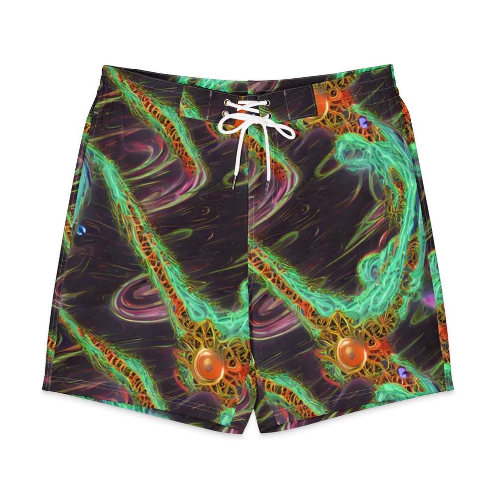 Turquoise Vortex on Men's Board Shorts — Front