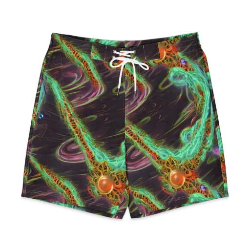 Turquoise Vortex on a Men's Board Shorts