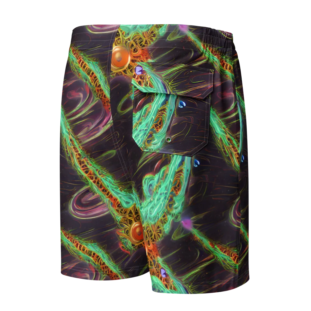 Turquoise Vortex on Men's Board Shorts — Back