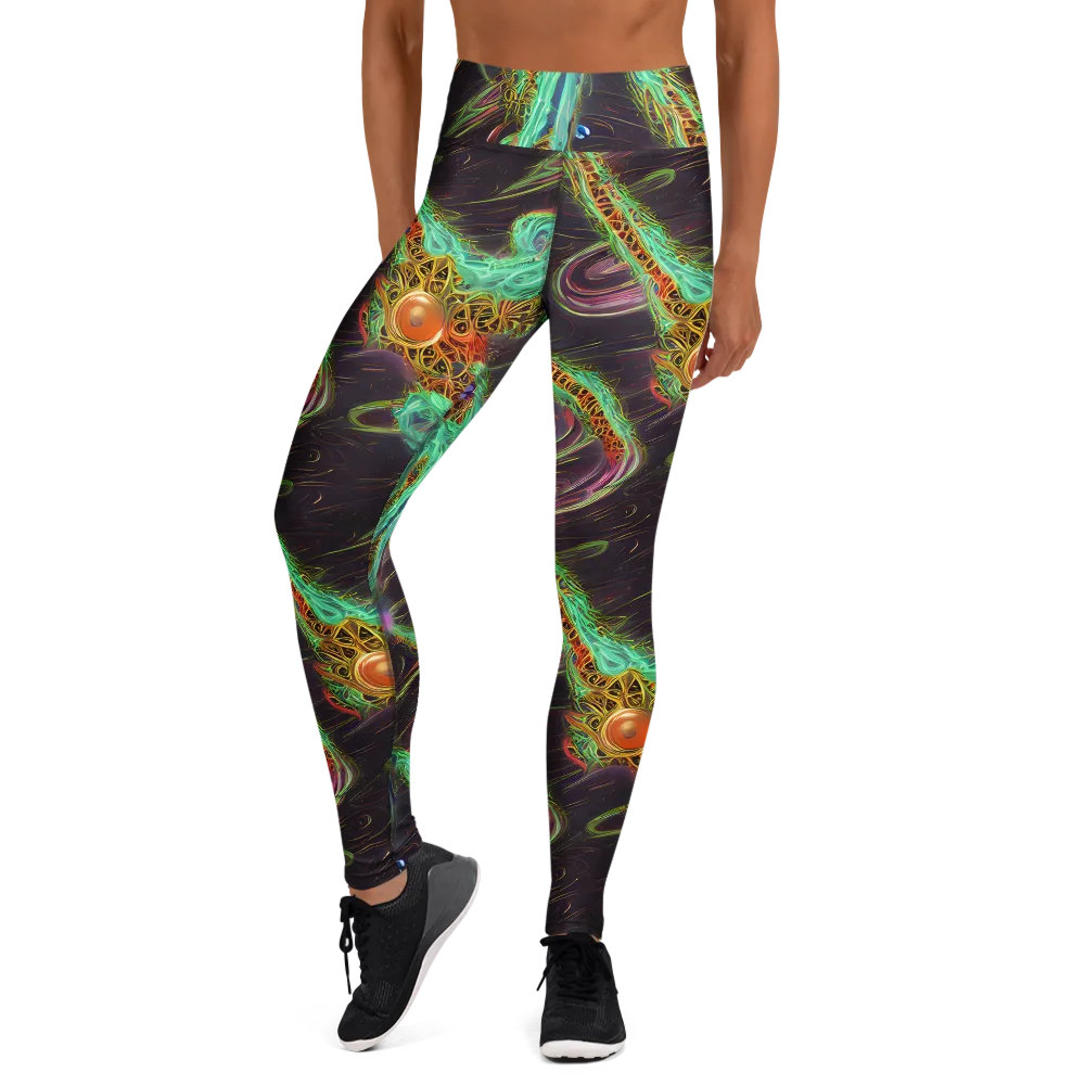 Turquoise Vortex on Yoga Leggings — Front