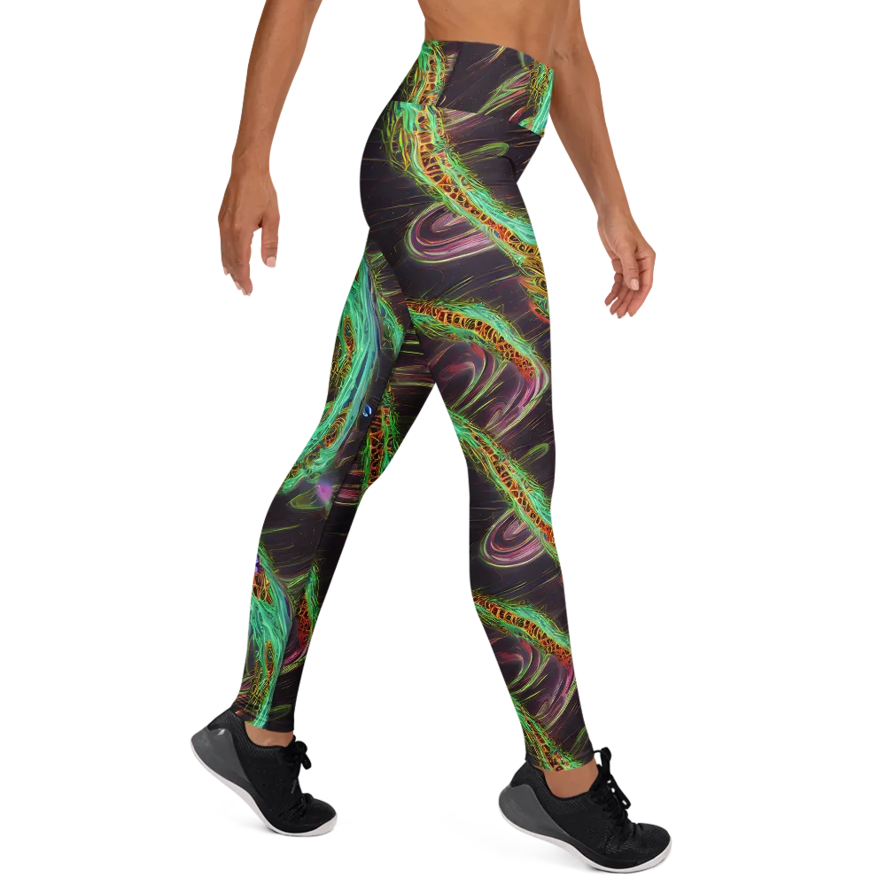 Turquoise Vortex on Yoga Leggings — Right