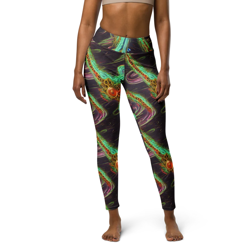 Turquoise Vortex on Yoga Leggings — Front