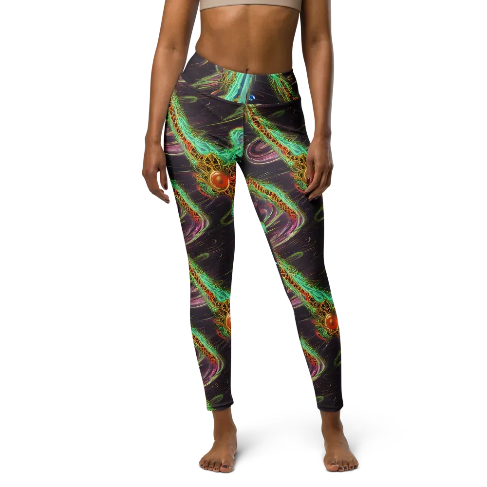 Turquoise Vortex on Yoga Leggings — Front