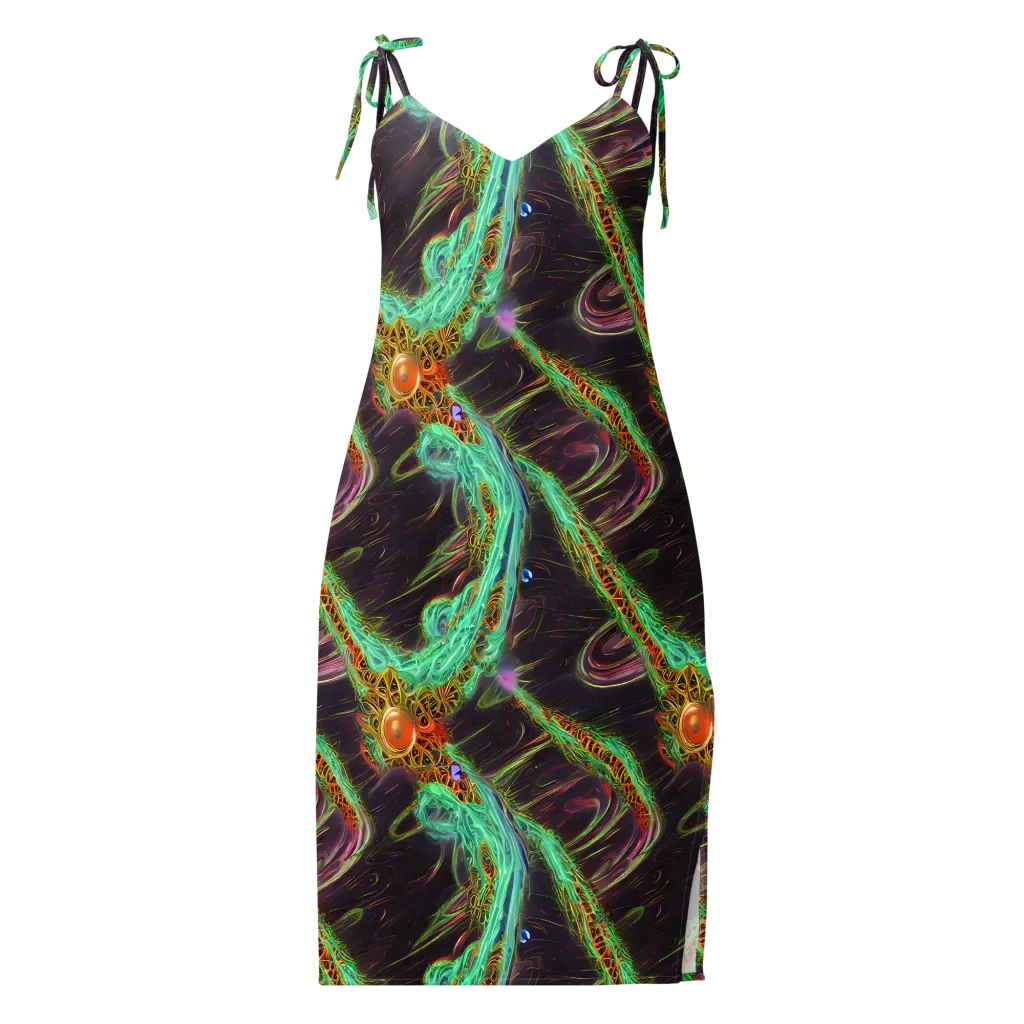 Turquoise Vortex on Slip Dress — Front