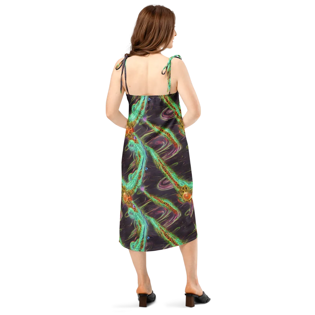 Turquoise Vortex on Slip Dress — Back