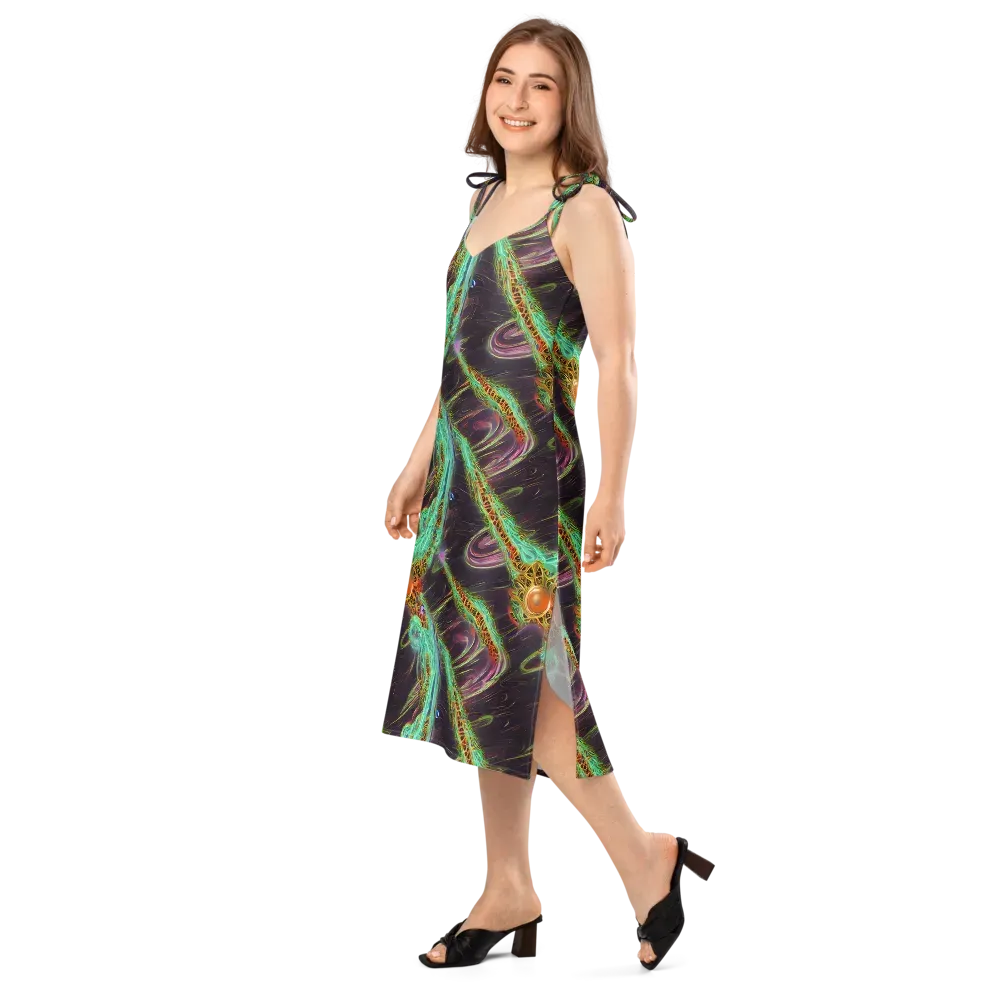 Turquoise Vortex on Slip Dress — Left Front