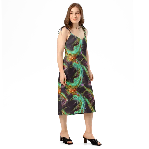 Turquoise Vortex on a Slip Dress