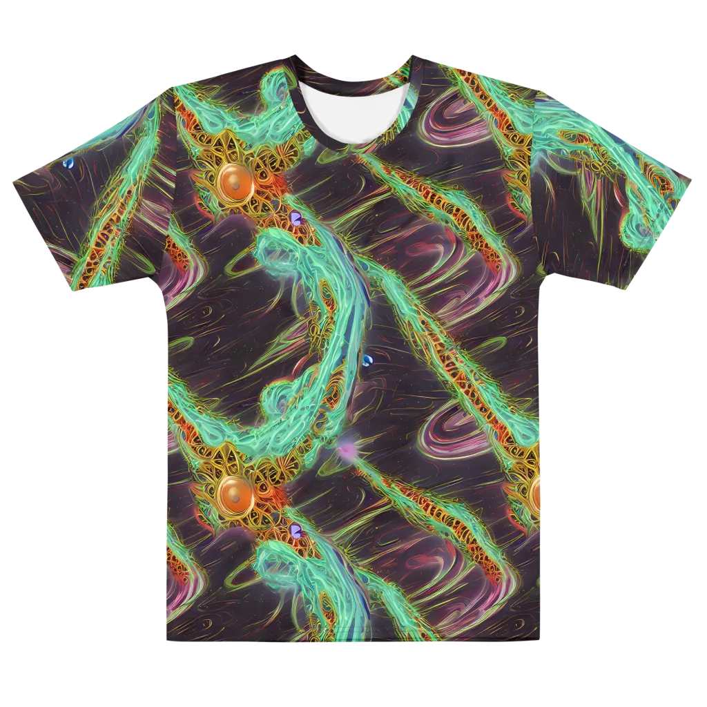 Turquoise Vortex on Men's Cotton Crew Neck T-Shirt — Front