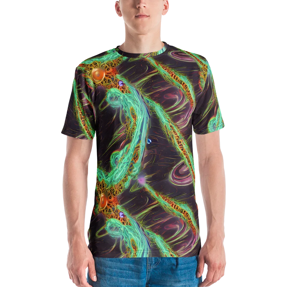 Turquoise Vortex on Men's Crew Neck T-Shirt — Front