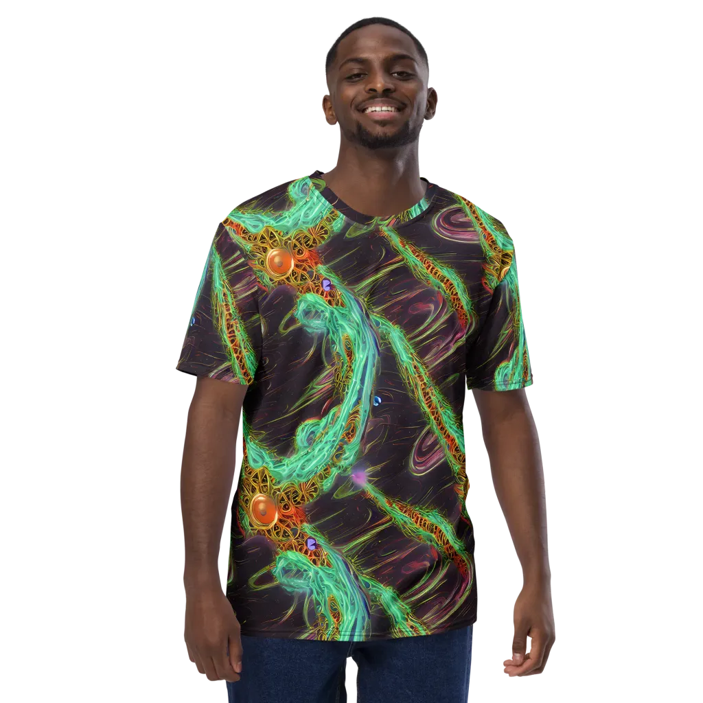 Turquoise Vortex on Men's Crew Neck T-Shirt — Front
