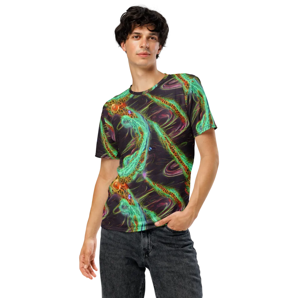 Turquoise Vortex on Men's Crew Neck T-Shirt — Front
