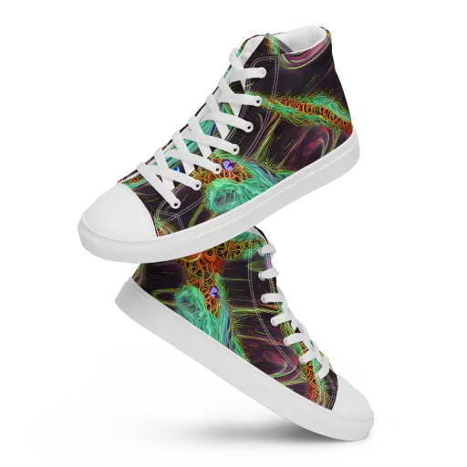 Turquoise Vortex on a Men's High Top Canvas Shoes