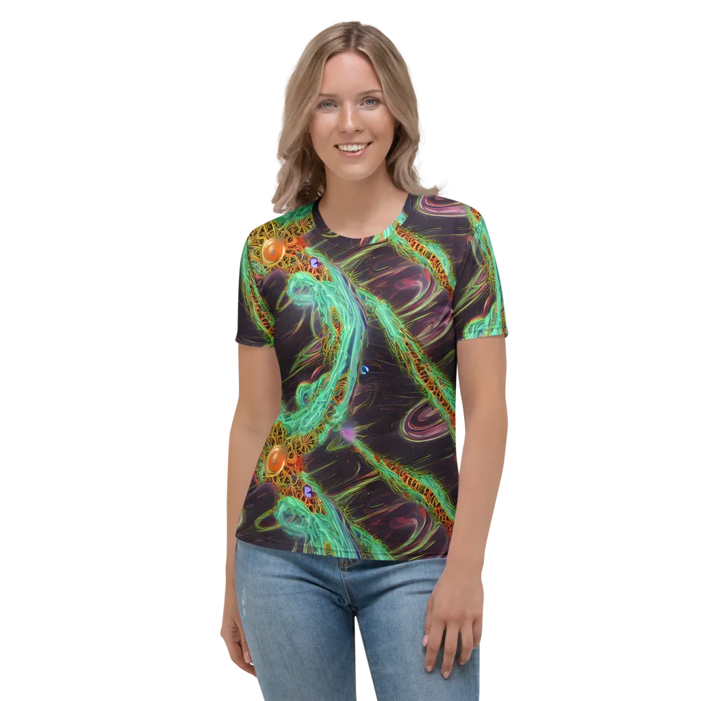 Turquoise Vortex on Women's Crew Neck T-Shirt — Front