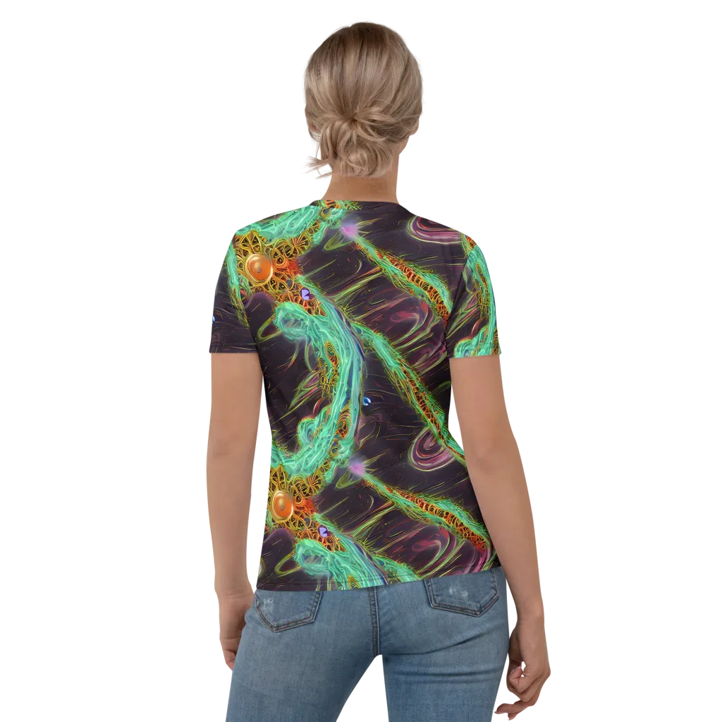 Turquoise Vortex on Women's Crew Neck T-Shirt — Back
