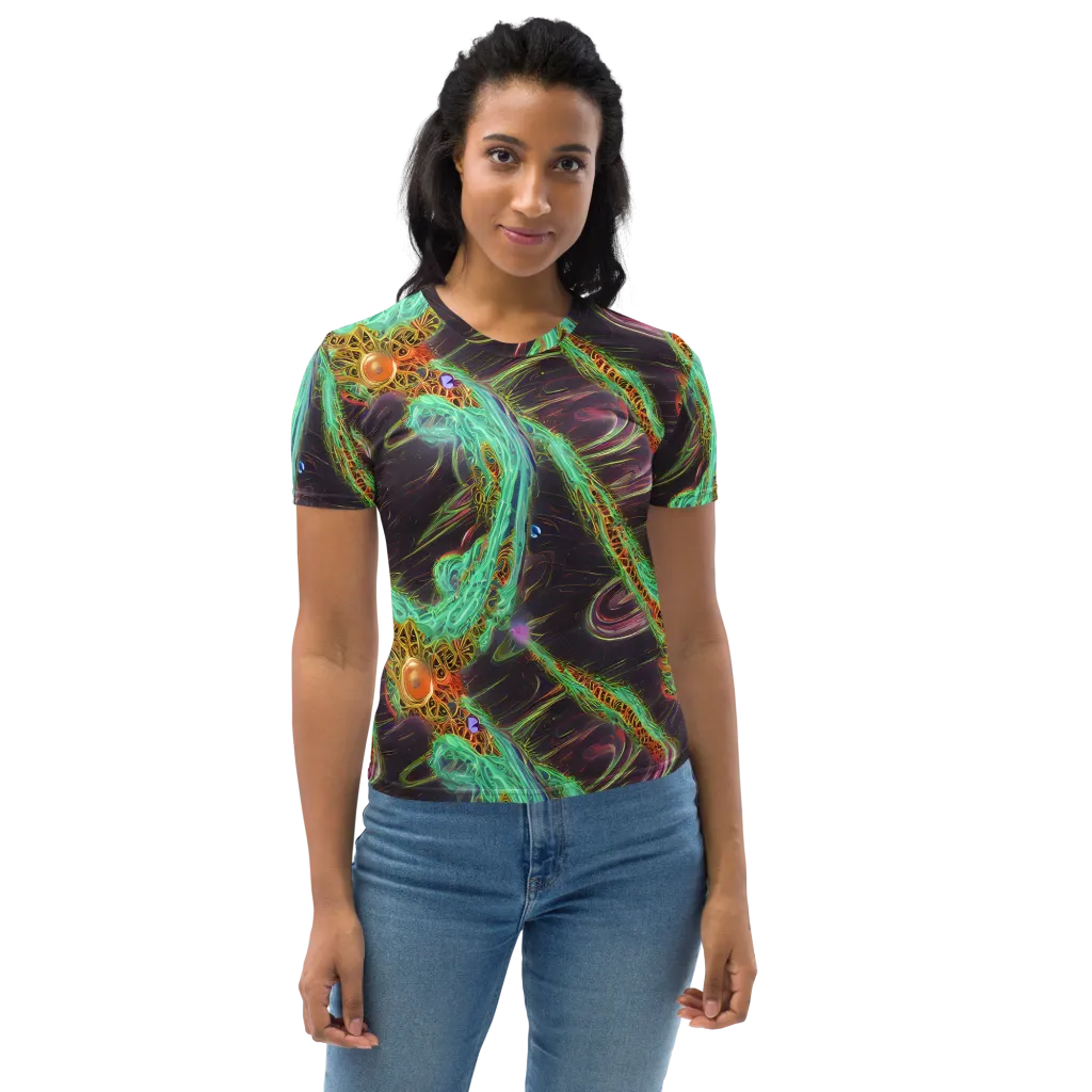 Turquoise Vortex on Women's Crew Neck T-Shirt — Front