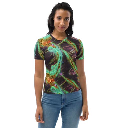 Turquoise Vortex on a Women's Crew Neck T-Shirt