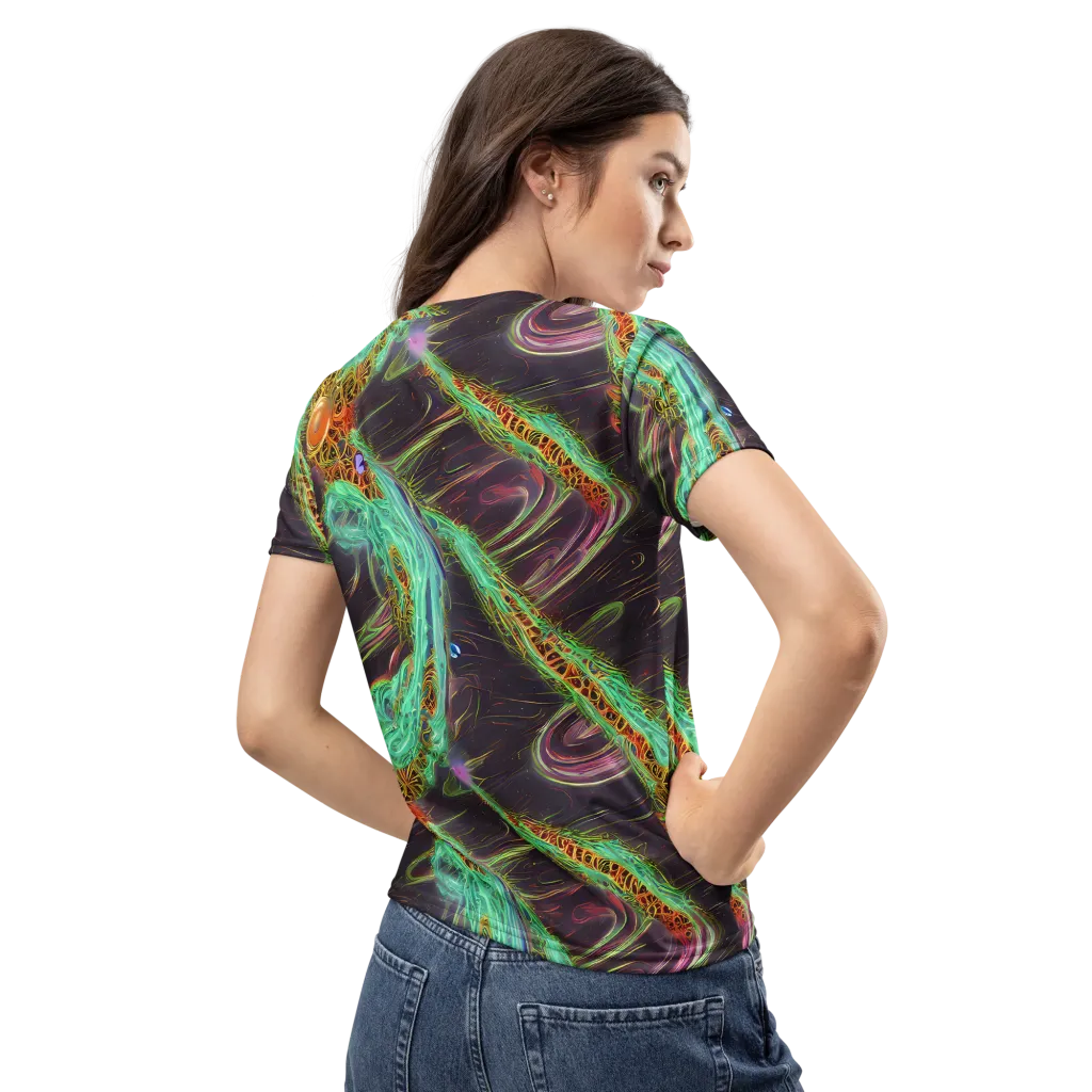 Turquoise Vortex on Women's Crew Neck T-Shirt — Back