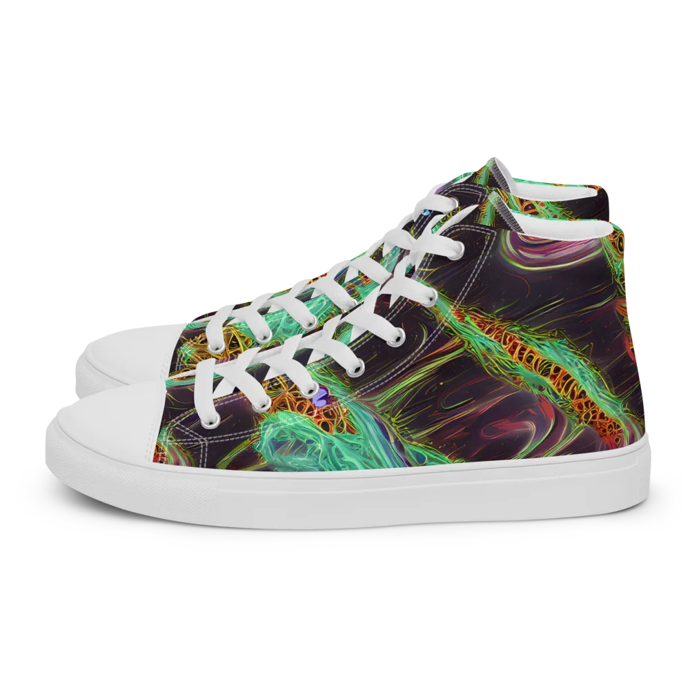 Turquoise Vortex on Women's High Top Canvas Shoes — Left