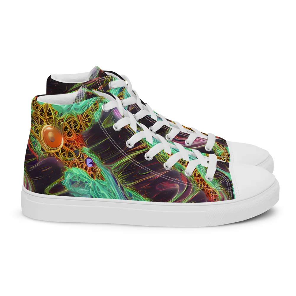 Turquoise Vortex on Women's High Top Canvas Shoes — Right