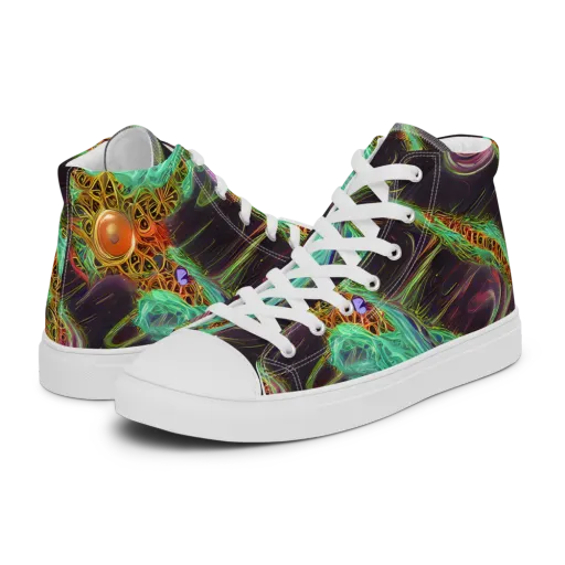 Turquoise Vortex on a Women's High Top Canvas Shoes