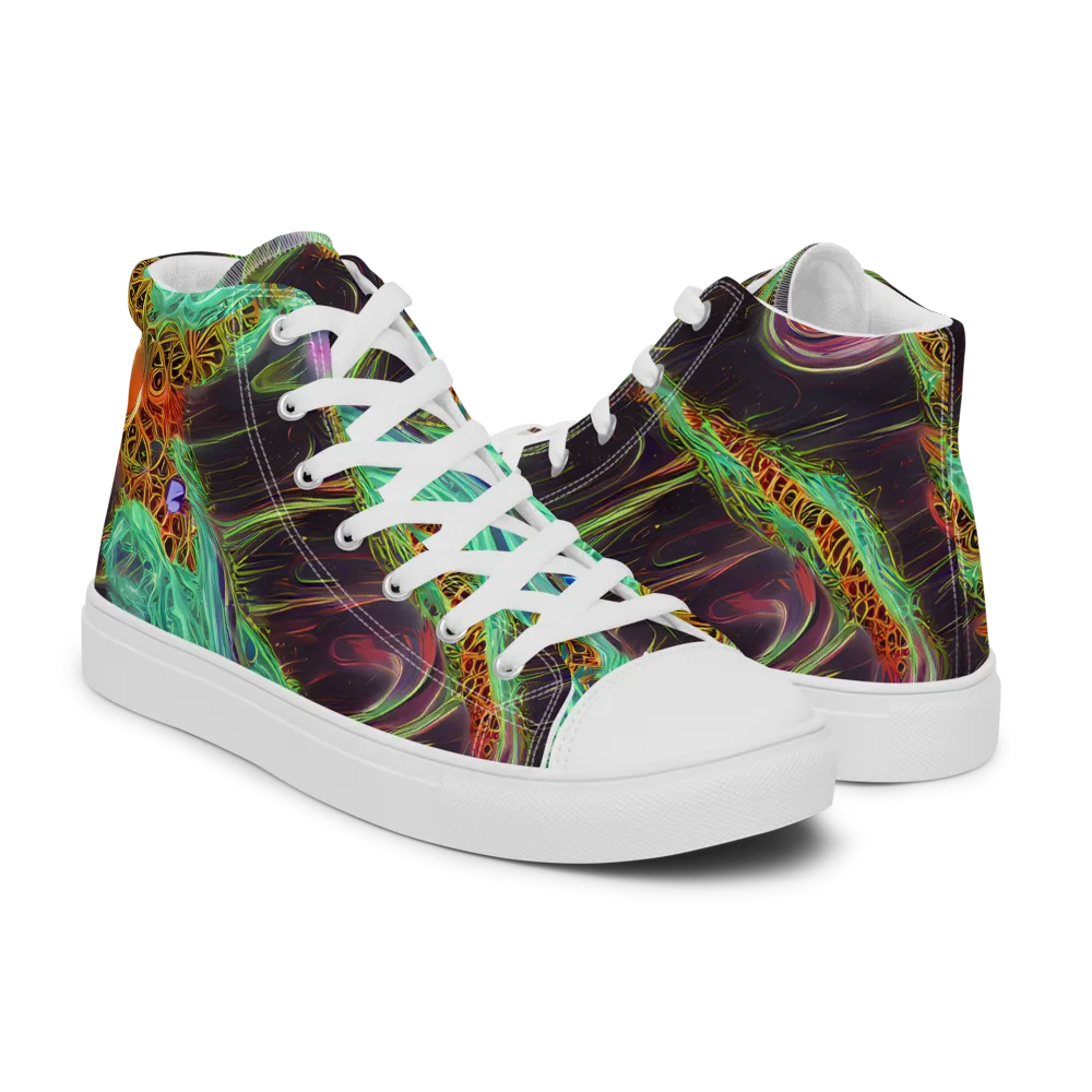 Turquoise Vortex on Women's High Top Canvas Shoes — Right