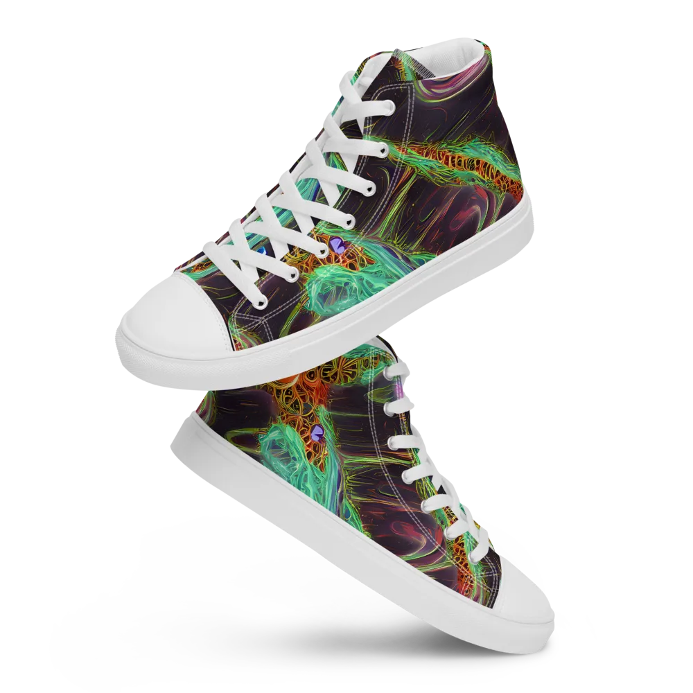 Turquoise Vortex on Women's High Top Canvas Shoes — Front