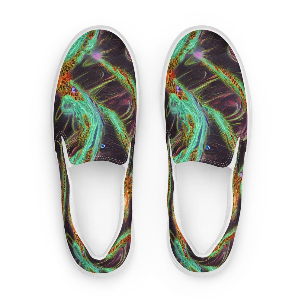 Turquoise Vortex on Men's Slip-On Canvas Shoes — Front