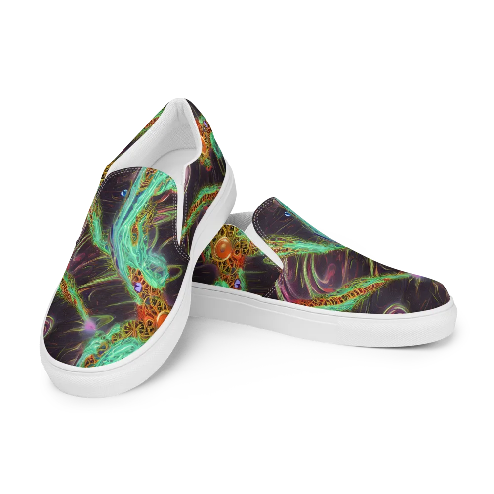 Turquoise Vortex on Men's Slip-On Canvas Shoes — Left Front