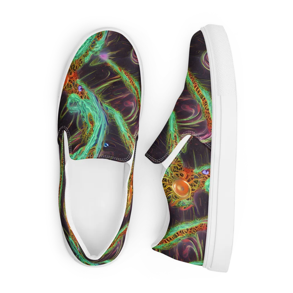 Turquoise Vortex on Men's Slip-On Canvas Shoes — Front