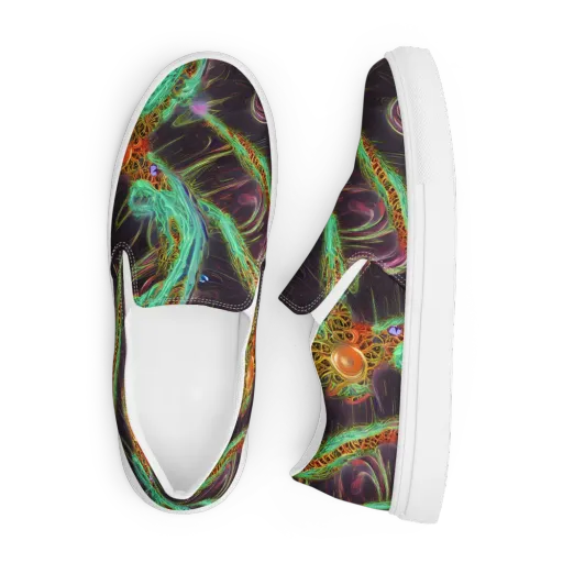 Turquoise Vortex on a Men's Slip-On Canvas Shoes