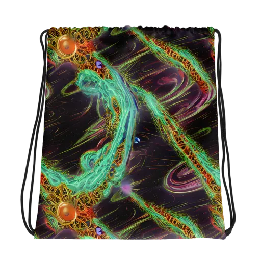 Turquoise Vortex on a Drawstring Bag