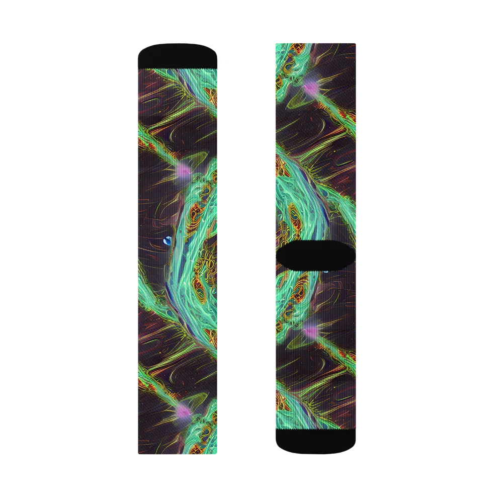 Turquoise Vortex on Socks — Left Sock