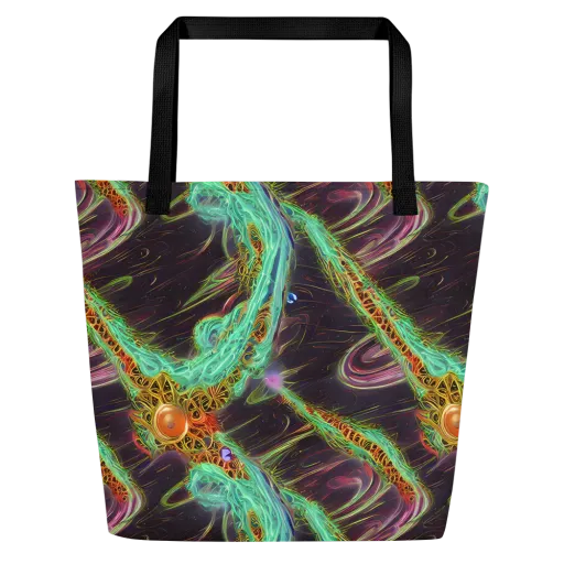 Turquoise Vortex on a Large Tote Bag W/ Pocket